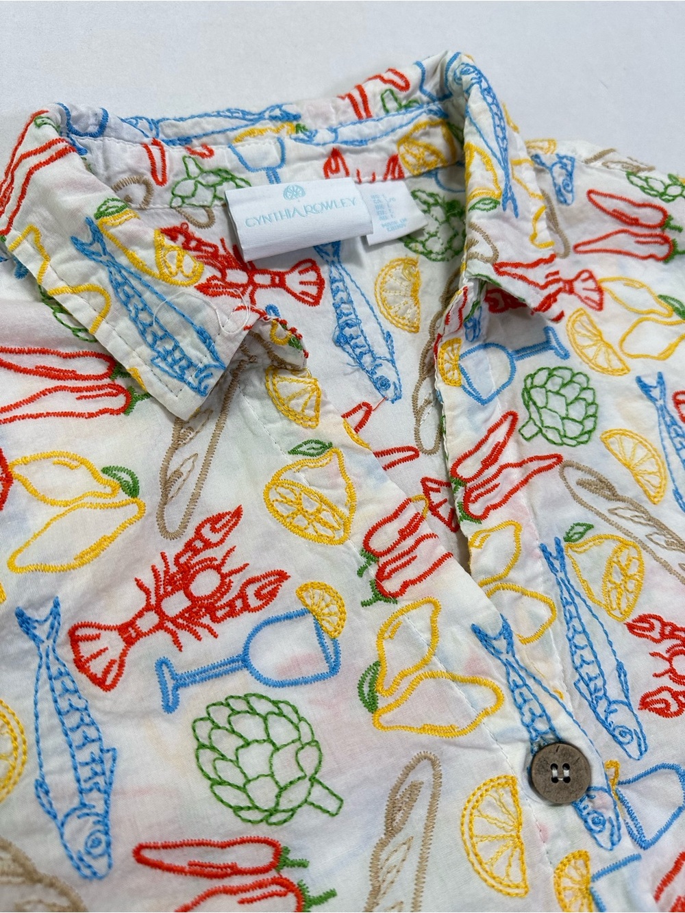 Cynthia Rowley L Cotton Boxy Relaxed Button Up Coastal Beachy Tomato Girl Summer - Picture 9 of 16